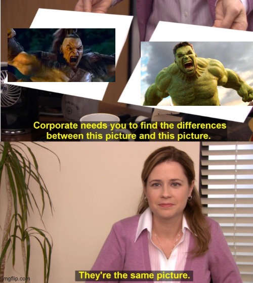 goro got hulk cgi face | image tagged in memes,they're the same picture,hulk,mortal kombat | made w/ Imgflip meme maker