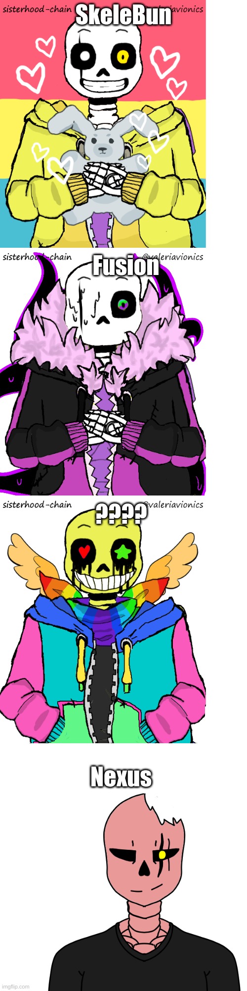 Say hi to my Skele-OC's! They're very lonely and new Lol | SkeleBun; Fusion; ???? Nexus | made w/ Imgflip meme maker