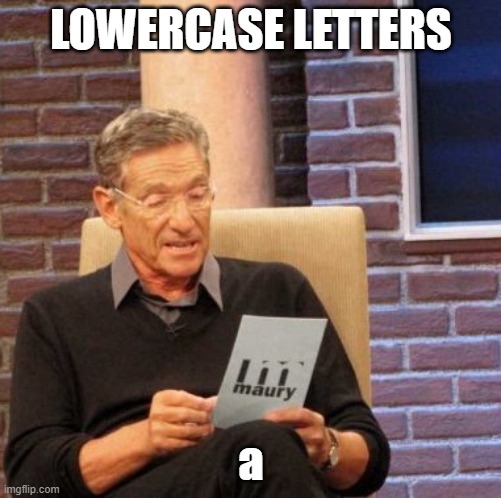 lowercase | LOWERCASE LETTERS; a | image tagged in memes,maury lie detector,hahhah,funny,lol,meme | made w/ Imgflip meme maker