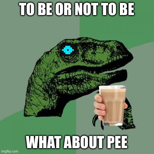 To pee or not to be |  TO BE OR NOT TO BE; WHAT ABOUT PEE | image tagged in memes,philosoraptor | made w/ Imgflip meme maker
