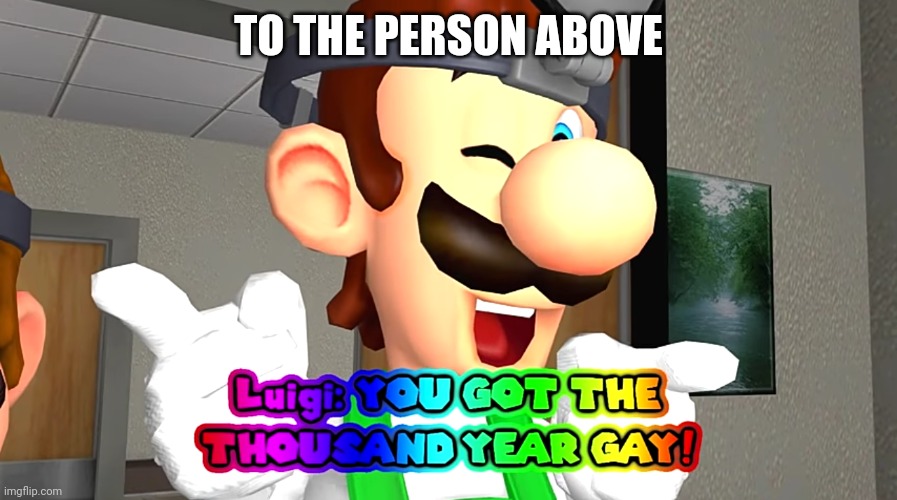 Thousand year gay! | TO THE PERSON ABOVE | image tagged in thousand year gay | made w/ Imgflip meme maker