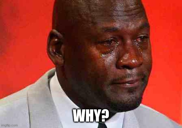 crying michael jordan | WHY? | image tagged in crying michael jordan | made w/ Imgflip meme maker