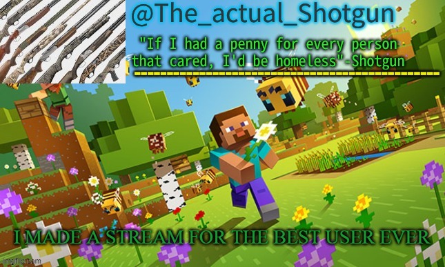 The_shotguns NEW announcement template | I MADE A STREAM FOR THE BEST USER EVER | image tagged in the_shotguns new announcement template | made w/ Imgflip meme maker