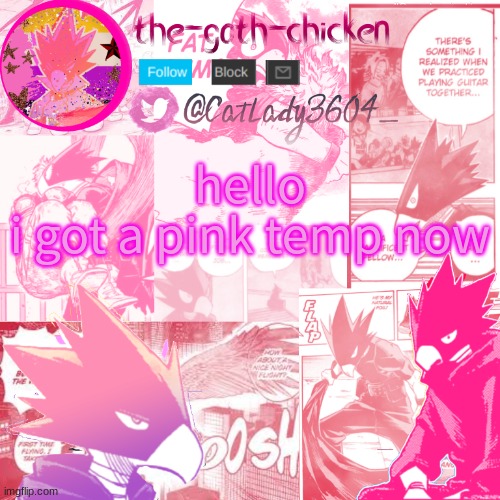 toko | hello
i got a pink temp now | image tagged in the-goth-chicken's announcement template 13 | made w/ Imgflip meme maker