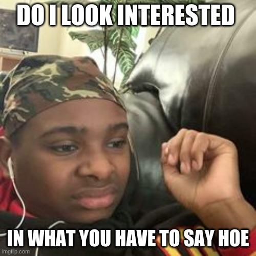 salty asf | DO I LOOK INTERESTED; IN WHAT YOU HAVE TO SAY HOE | image tagged in memes,salty | made w/ Imgflip meme maker