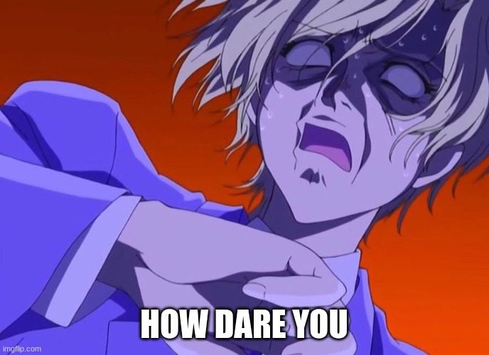 HOW DARE YOU - ANIME MEME | HOW DARE YOU | image tagged in how dare you - anime meme | made w/ Imgflip meme maker