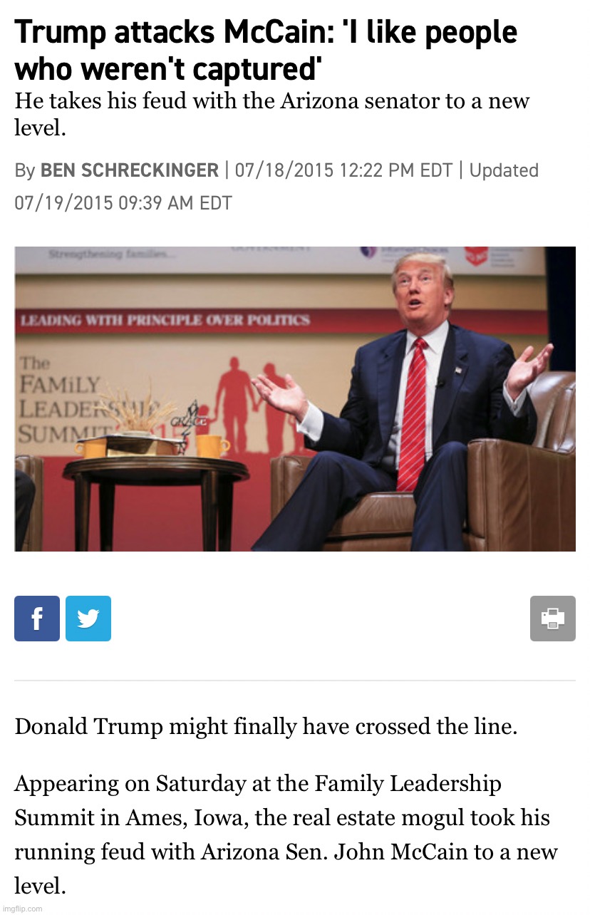 Re-cringe from the cringe vault | image tagged in trump mccain i like people who weren t captured | made w/ Imgflip meme maker