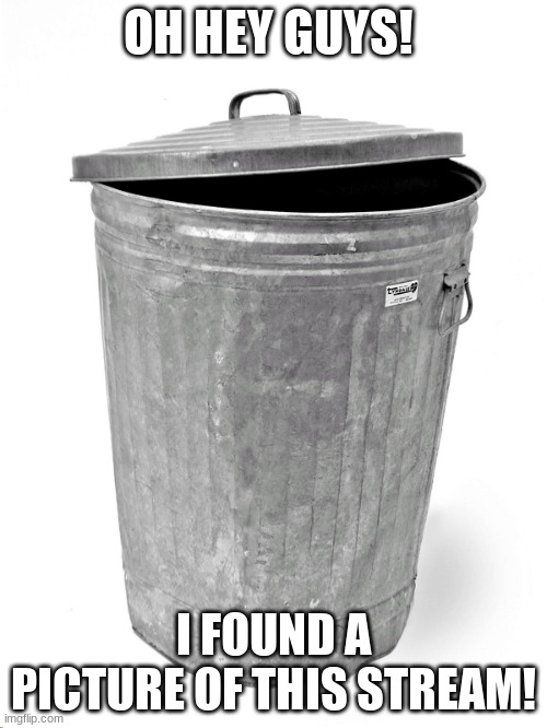 Trash Can | OH HEY GUYS! I FOUND A PICTURE OF THIS STREAM! | image tagged in trash can | made w/ Imgflip meme maker