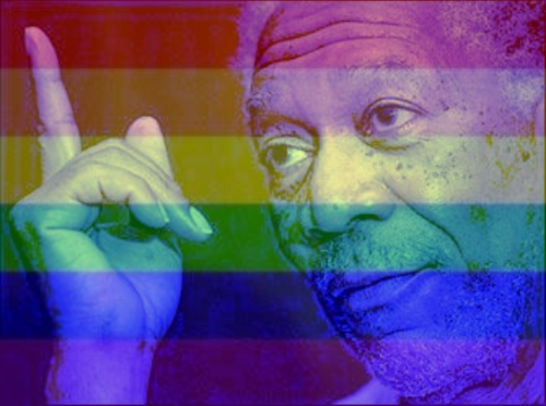 Gay Morgan Freeman pointing Blank Meme Template