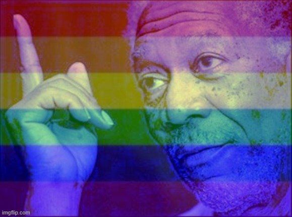 Gay Morgan Freeman pointing | image tagged in gay morgan freeman pointing,this morgan freeman,lgbtq,gay rights,gay pride,gay pride flag | made w/ Imgflip meme maker
