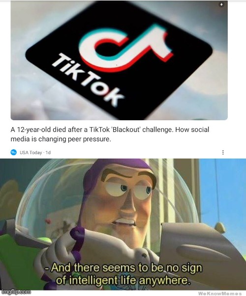 Tik Tok Is Very Dangerous (DON'T USE IT!!!!) | image tagged in buzz lightyear no intelligent life | made w/ Imgflip meme maker