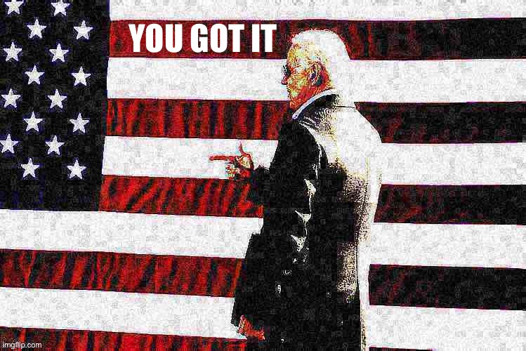 Joe Biden flag deep-fried | YOU GOT IT | image tagged in joe biden flag deep-fried | made w/ Imgflip meme maker