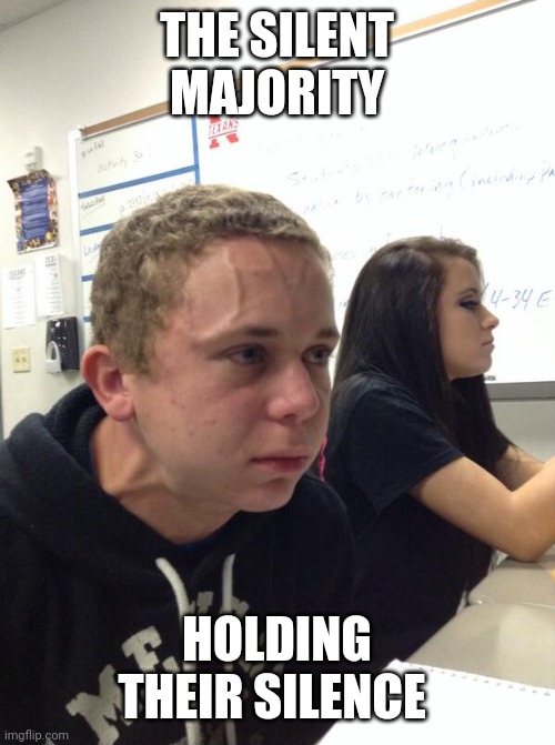 Hold fart | THE SILENT MAJORITY; HOLDING THEIR SILENCE | image tagged in hold fart | made w/ Imgflip meme maker