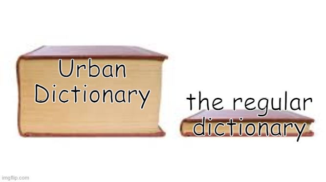 Big book small book | Urban Dictionary; the regular dictionary | image tagged in big book small book | made w/ Imgflip meme maker