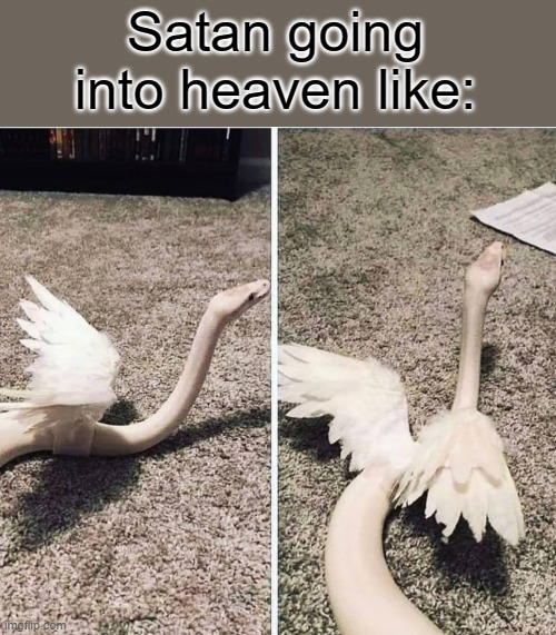 Satan going into heaven like: | made w/ Imgflip meme maker