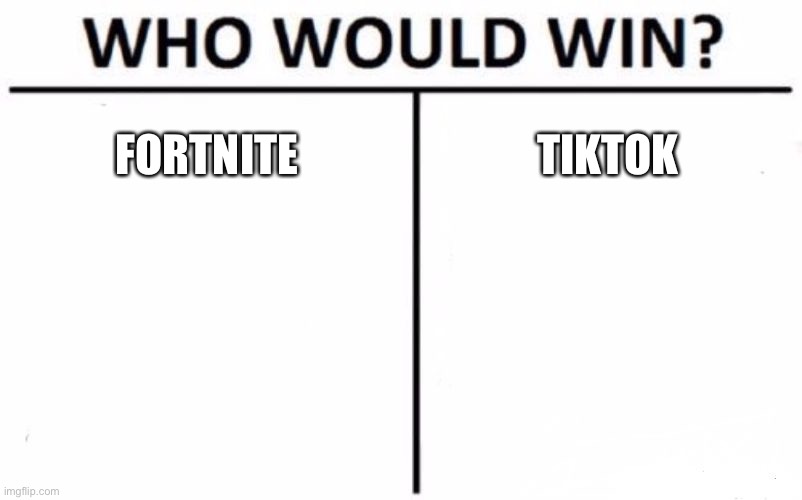 Who Would Win? | FORTNITE; TIKTOK | image tagged in memes,who would win | made w/ Imgflip meme maker