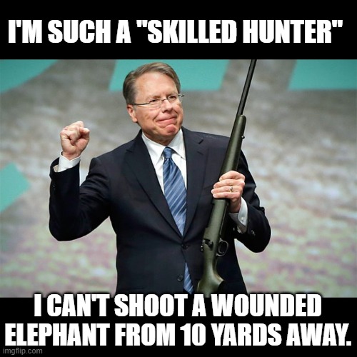 Don't watch the video | I'M SUCH A "SKILLED HUNTER"; I CAN'T SHOOT A WOUNDED ELEPHANT FROM 10 YARDS AWAY. | made w/ Imgflip meme maker