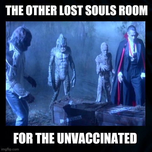 Lost Souls Enter Here | THE OTHER LOST SOULS ROOM; FOR THE UNVACCINATED | image tagged in covid 19,vaccines,horror movie,funny,lost souls room,beetlejuice | made w/ Imgflip meme maker