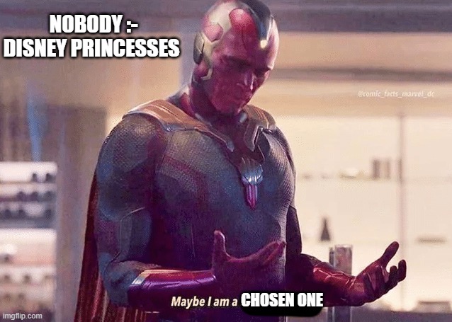 Maybe i am a monster blank | NOBODY :-
DISNEY PRINCESSES; CHOSEN ONE | image tagged in maybe i am a monster blank | made w/ Imgflip meme maker