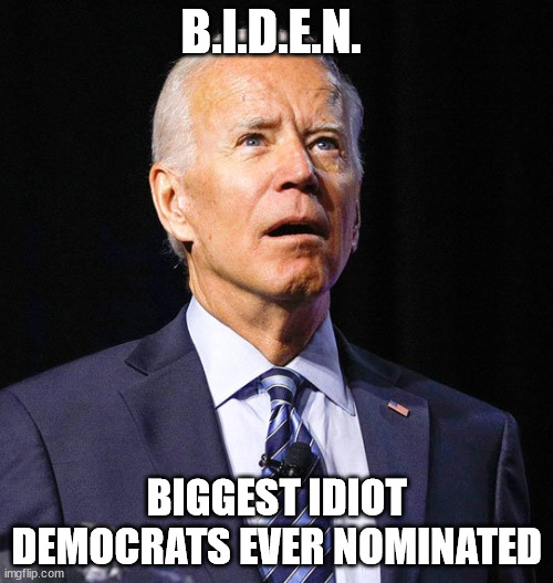 The train wreck that just keeps on giving... | B.I.D.E.N. BIGGEST IDIOT DEMOCRATS EVER NOMINATED | image tagged in joe biden,idiot,clueless,bad,president | made w/ Imgflip meme maker