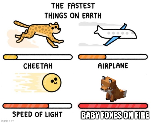 I am SPEED | BABY FOXES ON FIRE | image tagged in fastest thing possible | made w/ Imgflip meme maker