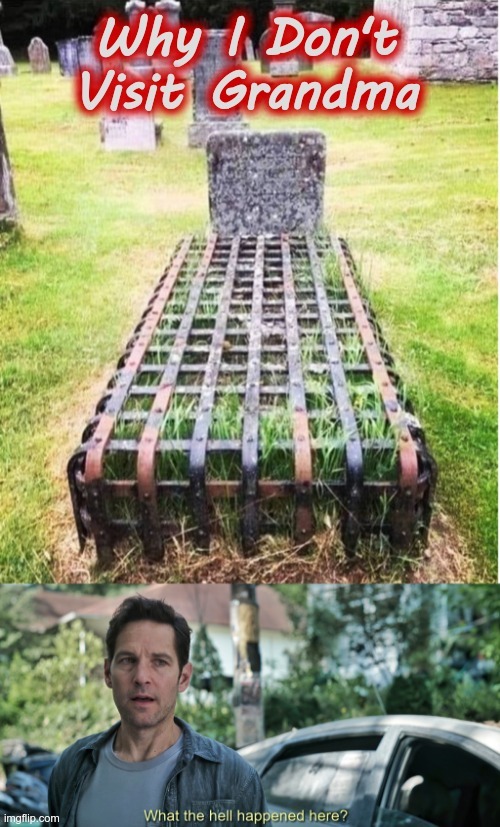 Why I Don't Visit Grandma | Why I Don't Visit Grandma | image tagged in what the hell happened here,gravestone,dark humor,rick75230 | made w/ Imgflip meme maker