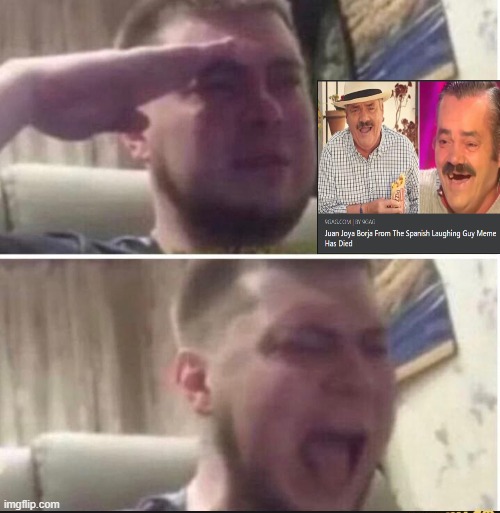 Crying salute | image tagged in crying salute | made w/ Imgflip meme maker