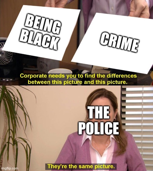 They are the same picture | BEING BLACK; CRIME; THE POLICE | image tagged in they are the same picture | made w/ Imgflip meme maker