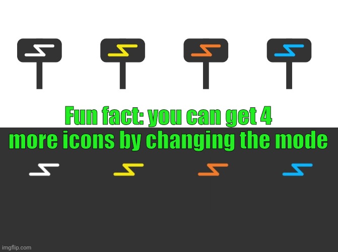 Fun fact: you can get 4 more icons by changing the mode | made w/ Imgflip meme maker