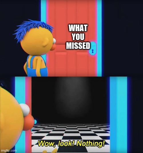 Wow look nothing! | WHAT YOU MISSED | image tagged in wow look nothing | made w/ Imgflip meme maker