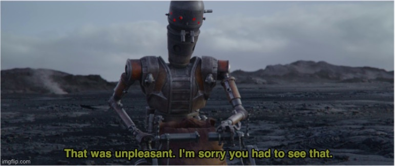 IG-11 That was unpleasant, I'm sorry you had to see that | image tagged in ig-11 that was unpleasant i'm sorry you had to see that | made w/ Imgflip meme maker
