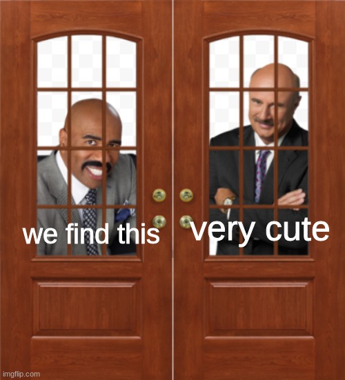 dr phil and steve harvey open the door | we find this very cute | image tagged in dr phil and steve harvey open the door | made w/ Imgflip meme maker