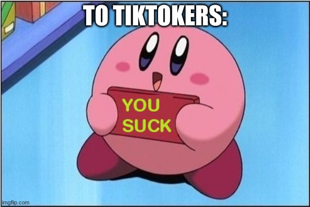 Kirby says You Suck | TO TIKTOKERS: | image tagged in kirby says you suck | made w/ Imgflip meme maker