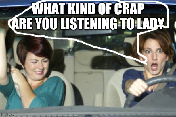 WHAT KIND OF CRAP ARE YOU LISTENING TO LADY | image tagged in lol | made w/ Imgflip meme maker