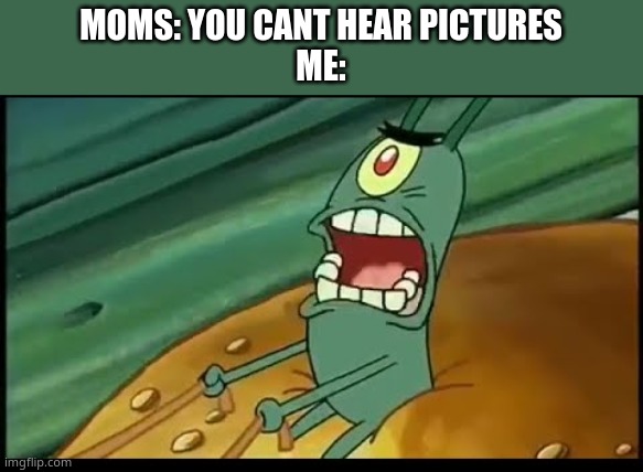 MOMS: YOU CANT HEAR PICTURES
ME: | image tagged in e | made w/ Imgflip meme maker