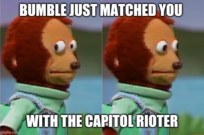 Internet Dating | BUMBLE JUST MATCHED YOU; WITH THE CAPITOL RIOTER | image tagged in funny,political,pandemic | made w/ Imgflip meme maker