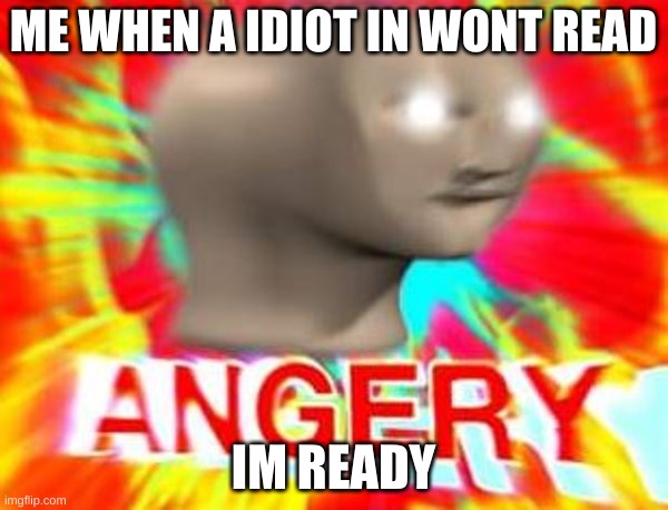 Surreal Angery | ME WHEN A IDIOT IN WONT READ; IM READY | image tagged in surreal angery | made w/ Imgflip meme maker