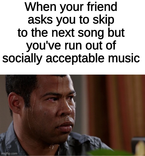 Relatable | When your friend asks you to skip to the next song but you've run out of socially acceptable music | made w/ Imgflip meme maker