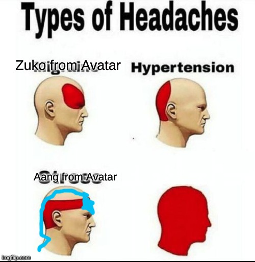 Types of Headaches meme | Zuko from Avatar; Aang from Avatar | image tagged in types of headaches meme | made w/ Imgflip meme maker