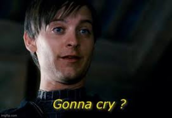 Gonna cry peter parker | image tagged in gonna cry peter parker | made w/ Imgflip meme maker