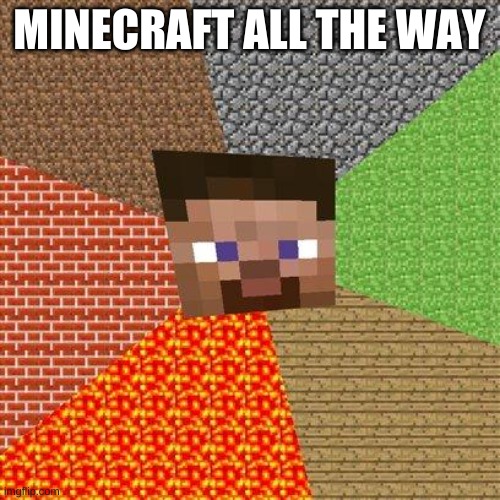 Minecraft Steve | MINECRAFT ALL THE WAY | image tagged in minecraft steve | made w/ Imgflip meme maker