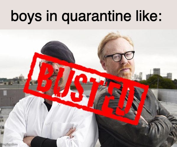 myth busted | boys in quarantine like: | image tagged in myth busted | made w/ Imgflip meme maker
