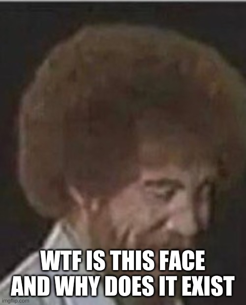Bob Ross | WTF IS THIS FACE AND WHY DOES IT EXIST | image tagged in bob ross | made w/ Imgflip meme maker