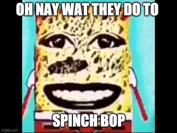 spinch bop | OH NAY WAT THEY DO TO; SPINCH BOP | image tagged in spongebob | made w/ Imgflip meme maker