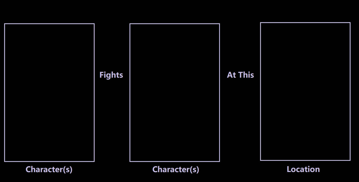 Chracter Fights Character at this Location Blank Meme Template