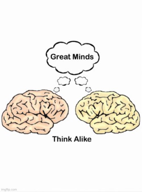 Great minds think alike | image tagged in great minds think alike | made w/ Imgflip meme maker