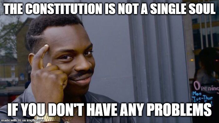 AI meme: I'm really trying to understand what you're putting down, cuz it sounds profound | THE CONSTITUTION IS NOT A SINGLE SOUL; IF YOU DON'T HAVE ANY PROBLEMS | image tagged in memes,roll safe think about it,ai meme,constitution | made w/ Imgflip meme maker