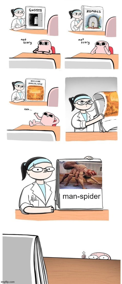 Not Scary | man-spider | image tagged in not scary | made w/ Imgflip meme maker