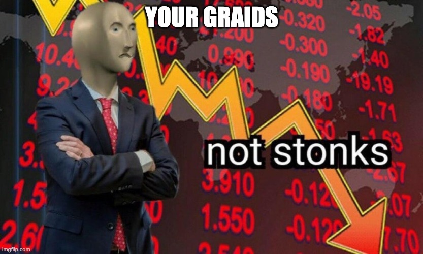 Not stonks | YOUR GRAIDS | image tagged in not stonks | made w/ Imgflip meme maker