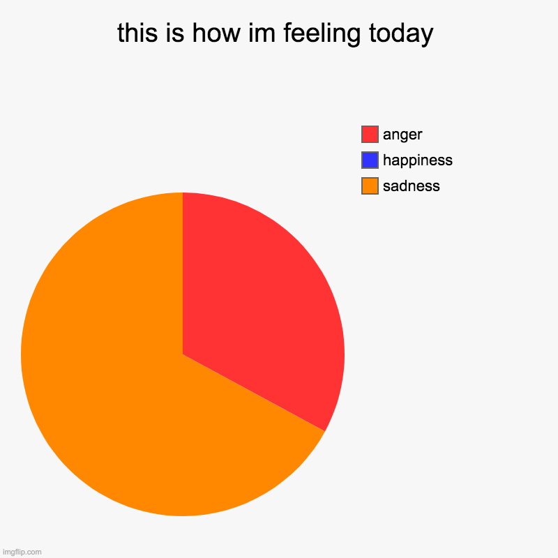 relatable? | this is how im feeling today | sadness, happiness, anger | image tagged in charts,pie charts | made w/ Imgflip chart maker